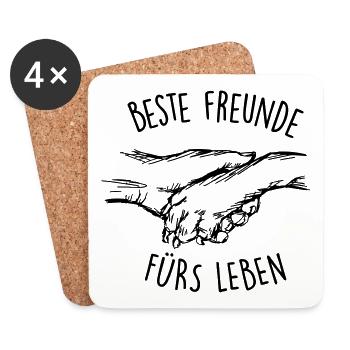 Beste Freunde fürs Leben - Untersetzer (4er-Set) - Weiß - Vorne