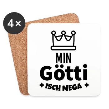 Min Götti isch mega Patenonkel fragen Schweiz Pate - Untersetzer (4er-Set) - Weiß - Vorne