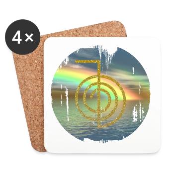 cho ku rei gold before rainbow - Coasters (set of 4) - white - Front