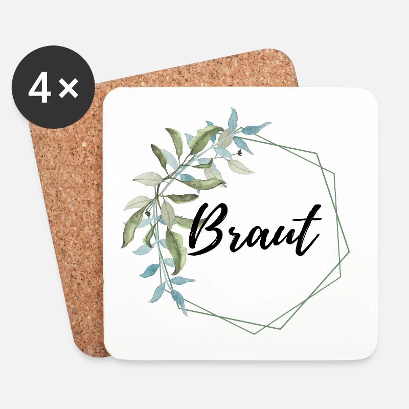 Braut - Junggesellinnenabschied - Untersetzer (4er-Set) - Weiß
