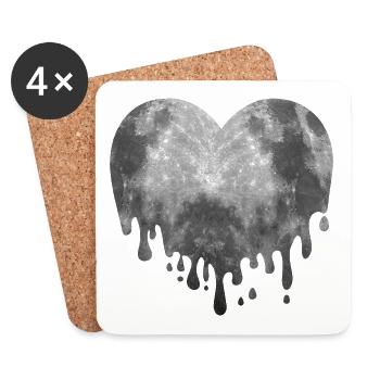 Melting Moon Heart Full Moon - Coasters (set of 4) - white - Front