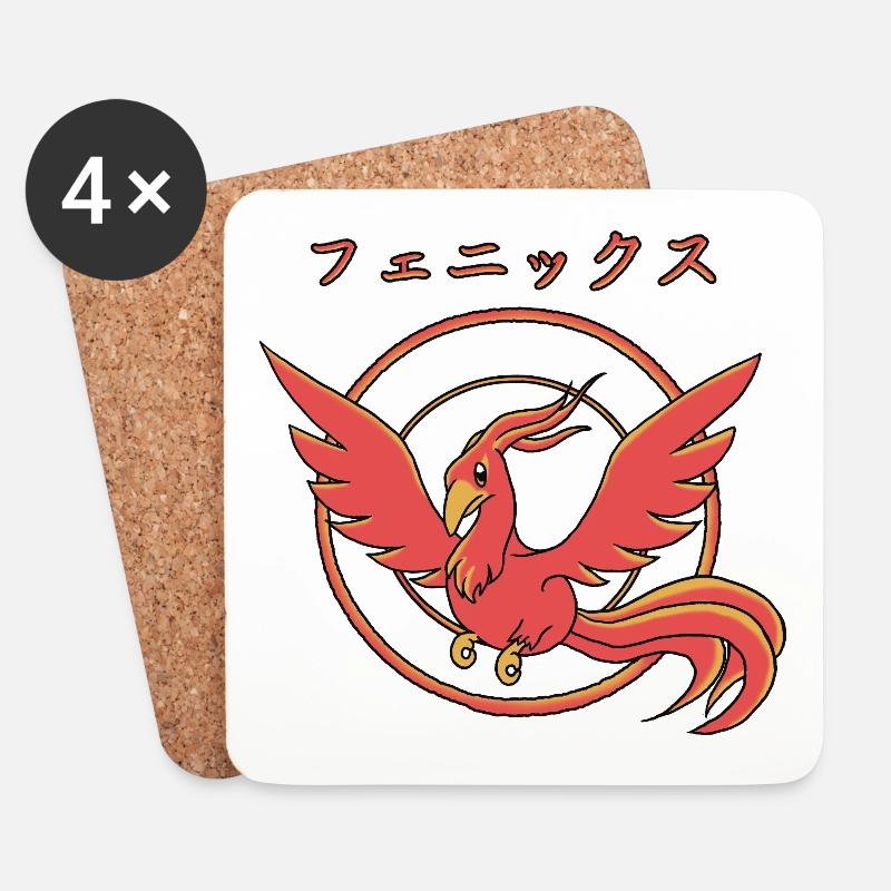 Kawaii Phoenix - Untersetzer (4er-Set) - Weiß