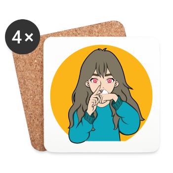 COCAINE SNIFFING ANIME GIRL - Untersetzer (4er-Set) - Weiß - Vorne
