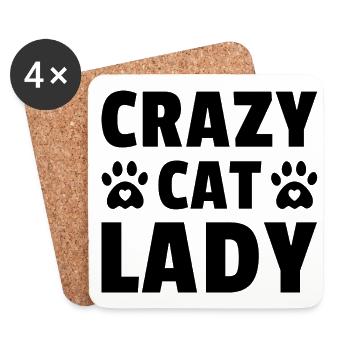 Crazy Cat Lady That Works For Me Cat Owner Cat Pet - Untersetzer (4er-Set) - Weiß - Vorne