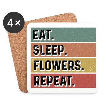 Eat Sleep Flowers Repeat Gardener Botanical Plants - Untersetzer (4er-Set) - Weiß - Vorne