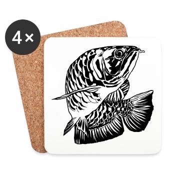 Arowana Fish Graphic Fishes Lover Fishing Gear - Dessous de verre (lot de 4) - blanc - Devant