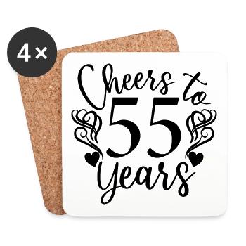 Cheers To 55 Years 55th Birthday Anniversary - Coasters (set of 4) - white - Front