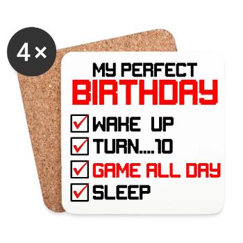 My Perfect Wake Up Turn 10 Game All Day Video Game - Untersetzer (4er-Set) - Weiß - Vorne