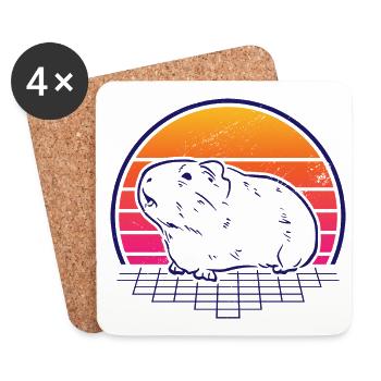 Retro Graphic Hamster Pet Owner Animal Lover Roden - Untersetzer (4er-Set) - Weiß - Vorne
