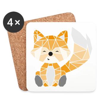 Renard géométriquement coloré - Dessous de verre (lot de 4) - blanc - Devant