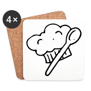Chef -starred chef Hobby chef - Coasters (set of 4) - white - Front