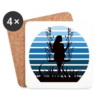 Sonnenuntergang/ Nacht mit Frau - Untersetzer (4er-Set) - Weiß - Vorne