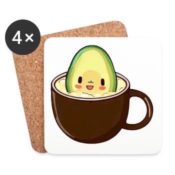 Avocado bathes in coffee - Coasters (set of 4) - white - Front