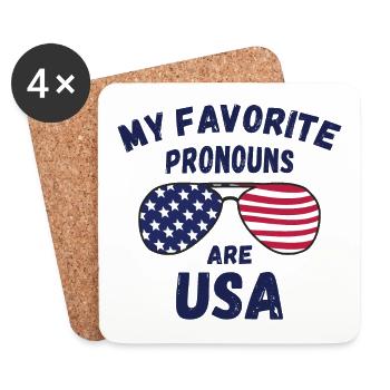My favorite pronouns are USA - Coasters (set of 4) - white - Front