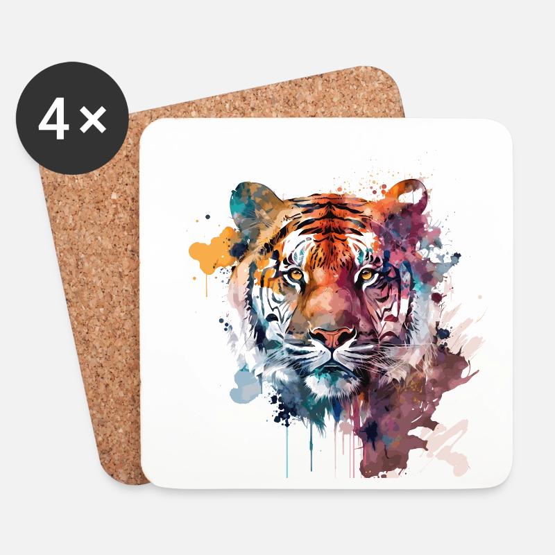 Tiger - Untersetzer (4er-Set) - Weiß