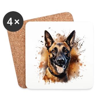 Belgischer Schäferhund Malinois - Untersetzer (4er-Set) - Weiß - Vorne