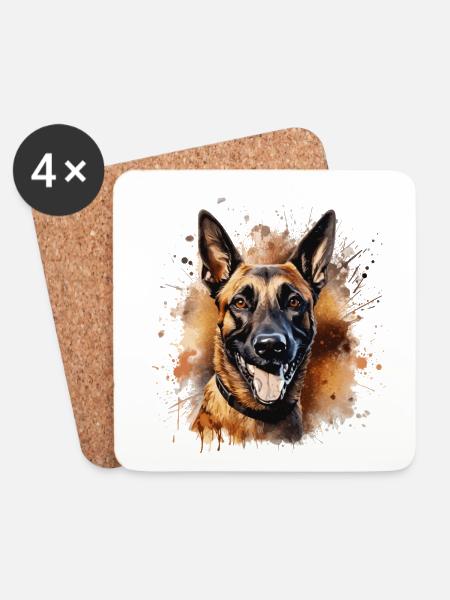 Belgischer Schäferhund Malinois - Untersetzer (4er-Set) - Weiß