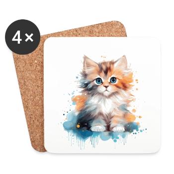 kitten - Coasters (set of 4) - white - Front