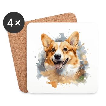 Corgi - Coasters (set of 4) - white - Front