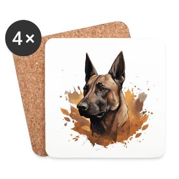 Belgian Shepherd Malinois - Coasters (set of 4) - white - Front