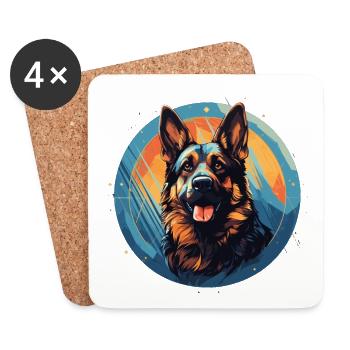 German Shepherd - Coasters (set of 4) - white - Front