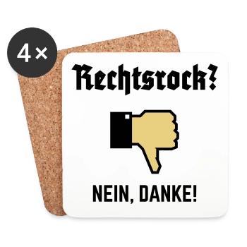 Rechtsrock? Nein, Danke! (Gegen Rechts / P / 3C) - Untersetzer (4er-Set) - Weiß - Vorne