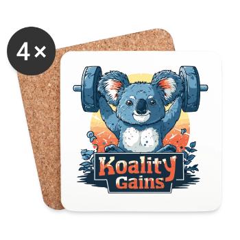 Bodybuilding Koality Gains Koala Spruch Lustig - Untersetzer (4er-Set) - Weiß - Vorne