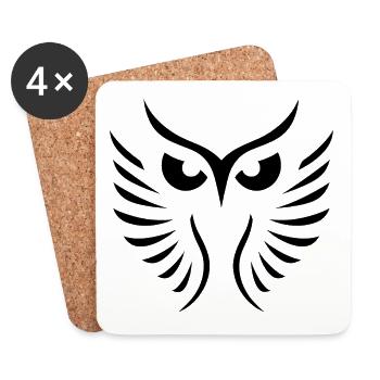 Moderne Eule: Abstrakte, Minimalistische Kunst - Untersetzer (4er-Set) - Weiß - Vorne