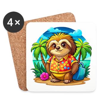 Cute holiday sloth - Coasters (set of 4) - white - Front