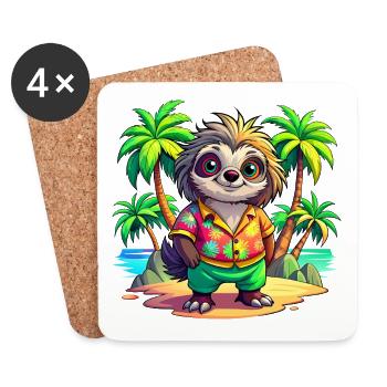 Süßes Urlaubsfaultier - Untersetzer (4er-Set) - Weiß - Vorne
