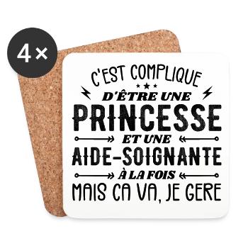 Princesse et Aide-soignante - Dessous de verre (lot de 4) - blanc - Devant