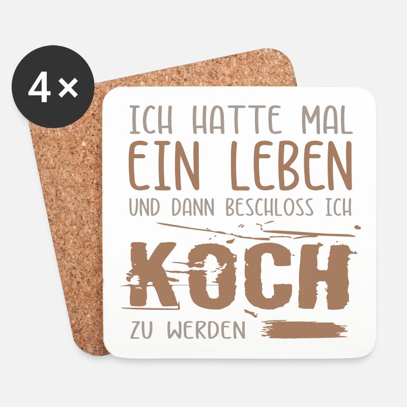 Leben einer Koch / Kochgeselle. Lustiger Spruch. - Untersetzer (4er-Set) - Weiß