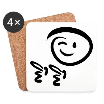 Face winks, shows pistol finger. Emoticon. - Coasters (set of 4) - white - Front