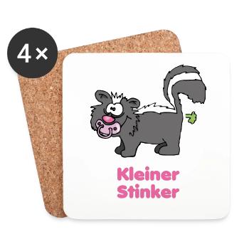 Kindermotiv "Kleiner Stinker" Babystinktier - Untersetzer (4er-Set) - Weiß - Vorne