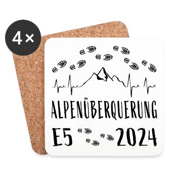 Alpenüberquerung E5 2024 Herzschlag - Untersetzer (4er-Set) - Weiß - Vorne
