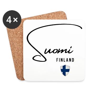 Drapeau de la Finlande, fierté finlandaise - Dessous de verre (lot de 4) - blanc - Devant