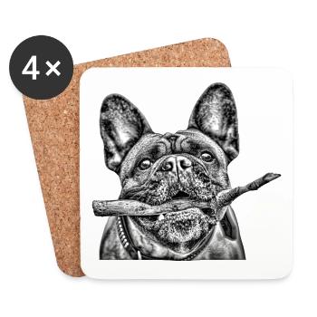 Chemise pour chien avec bouledogue français BULLDOGS - Dessous de verre (lot de 4) - blanc - Devant