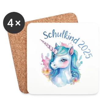 School Child 2025 Unicorn Enrollment School Student - Coasters (set of 4) - white - Front