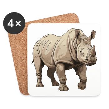 Rhinoceros Animal - Coasters (set of 4) - white - Front