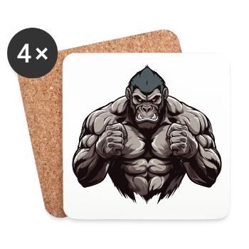 Gorilla Muscles - Coasters (set of 4) - white - Front