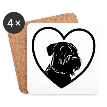 Amour de Schnauzer / cadeau de chien Schnauzer géant - Dessous de verre (lot de 4) - blanc - Devant
