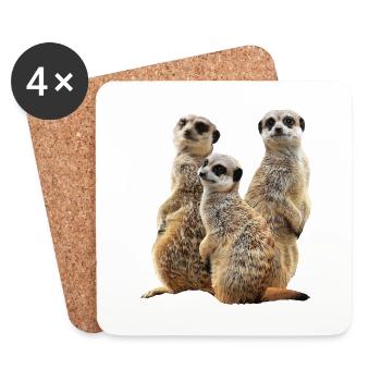 Meerkat - mangouste - Afrique - Dessous de verre (lot de 4) - blanc - Devant