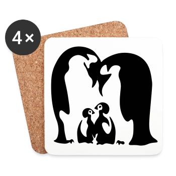 Famille Pingouin - Famille de pingouins - pingouins - Dessous de verre (lot de 4) - blanc - Devant