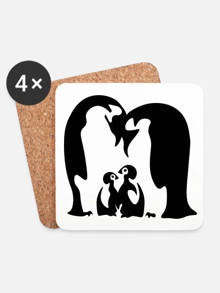 Penguin Family - Famille de pingouins - Pinguine - Untersetzer (4er-Set) - Weiß