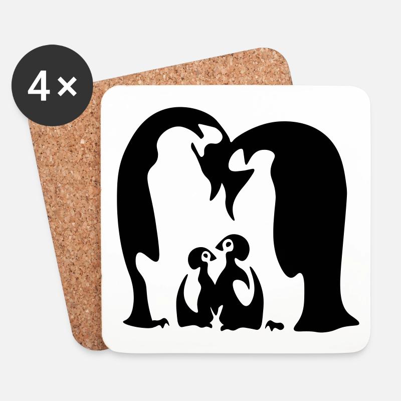 Penguin Family - Famille de pingouins - Pinguine - Untersetzer (4er-Set) - Weiß