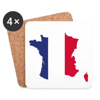France drapeau - drapeau de la France - Dessous de verre (lot de 4) - blanc - Devant