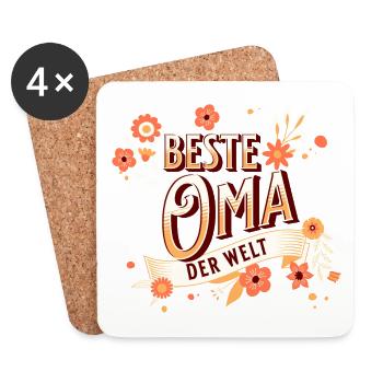 Beste Oma der Welt - Untersetzer (4er-Set) - Weiß - Vorne
