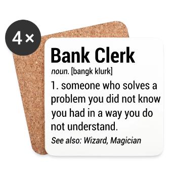Bank Clerk Noun Definition Finance Banker Cashier - Untersetzer (4er-Set) - Weiß - Vorne