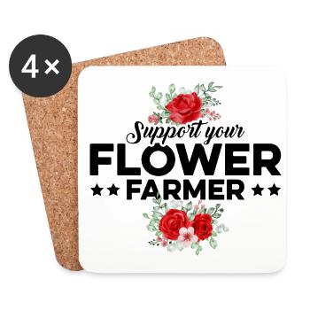 Support Your Flower Farmer Gardening Botanical Pla - Untersetzer (4er-Set) - Weiß - Vorne