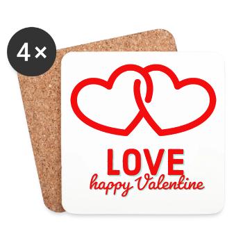 Happy Valentine LOVE - Coasters (set of 4) - white - Front